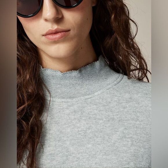 NWT J CREW Heritage terry mockneck sweatshirt in Medium Hthr Grey - Picture 5 of 8